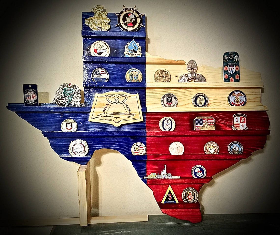 Texas Wall Challenge Coin Display - Etsy