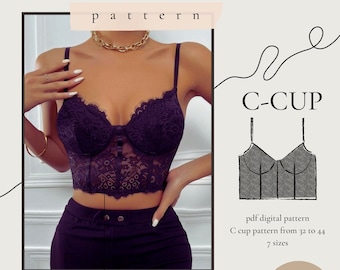 Malena Bustier Top Pattern | C-Cup Sizes 32-44 PDF Sewing (Digital Download)