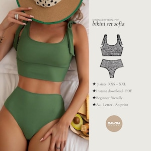 Naaipatroon bikiniset Sofia | Bustier-zwemkleding met hoge taille (pdf-download)
