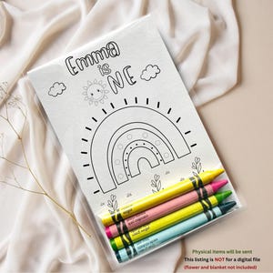 Custom ONE Boho Rainbow First Birthday Party Favors Coloring Sheets