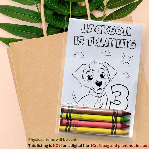 Dog Party Coloring Party Favors – Personalized Kids Birthday Activity