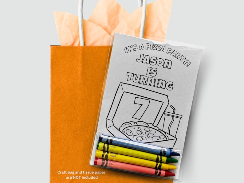 Pizza Coloring Party Favors – Personalized Kids Birthday Activity bild 1