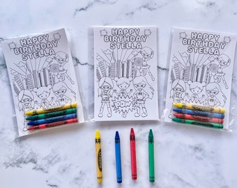 Custom Super Hero Girl Party Favors Coloring kits