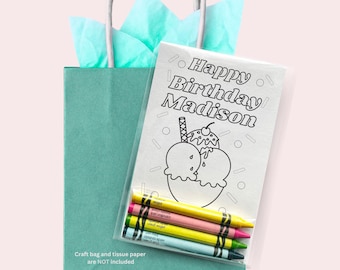 Ice Cream Coloring Party Favors – Personalized Kids Birthday Activity