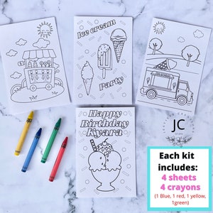 Custom Ice Cream Party Favors Coloring Kits - Etsy