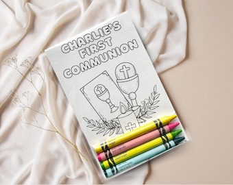 First Communion Coloring Party Favors – Personalized Kids Birthday Activity