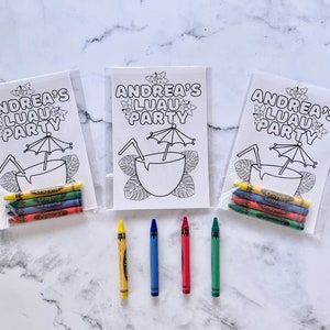 Custom Luau Tropical Party Favors Coloring Kits