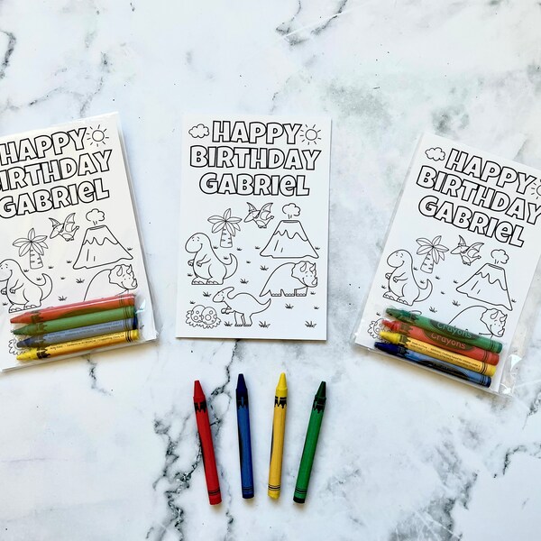 Custom Dinosaur Party Favors Coloring Sheets