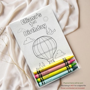 Custom Hot Air Balloon First Birthday 1st Coloring Kits Kids Party Favors