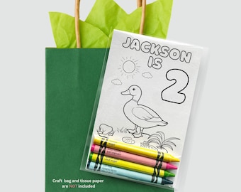 Mallard Duck Party Coloring Party Favors – Personalized Kids Birthday Activity