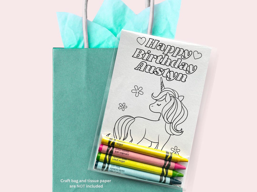 Unicorn Coloring Party Favors – Personalized Kids Birthday Activity - Etsy