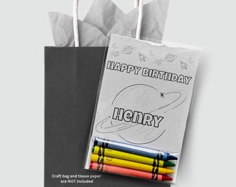 Outer Space Coloring Party Favors – Personalized Kids Birthday Activity