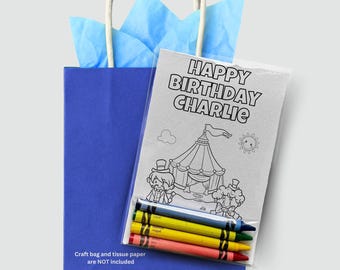 Circus Coloring Party Favors – Personalized Kids Birthday Activity