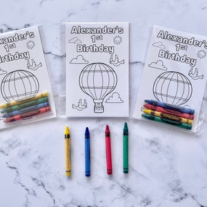 Custom Hot Air Balloon First Birthday 1st Coloring Kits Kids Party Favors