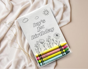 Wildflowers Coloring Party Favors – Personalized Kids Birthday Activity