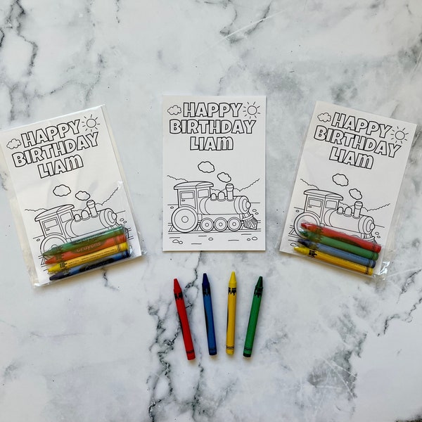 Custom Train Party Favors Coloring Sheets
