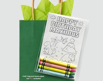 Dinosaur Coloring Party Favors – Personalized Kids Birthday Activity