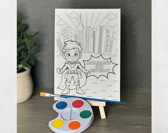 Custom BOYS Super Heroes Painting Canvas Kits Kids Party Favors Table Decorations