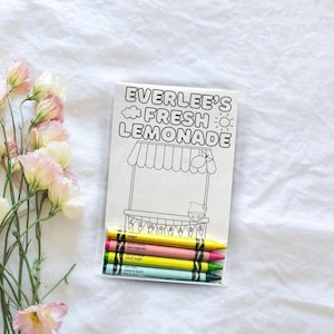 Custom Lemonade Stand Birthday Party Favors Coloring kits