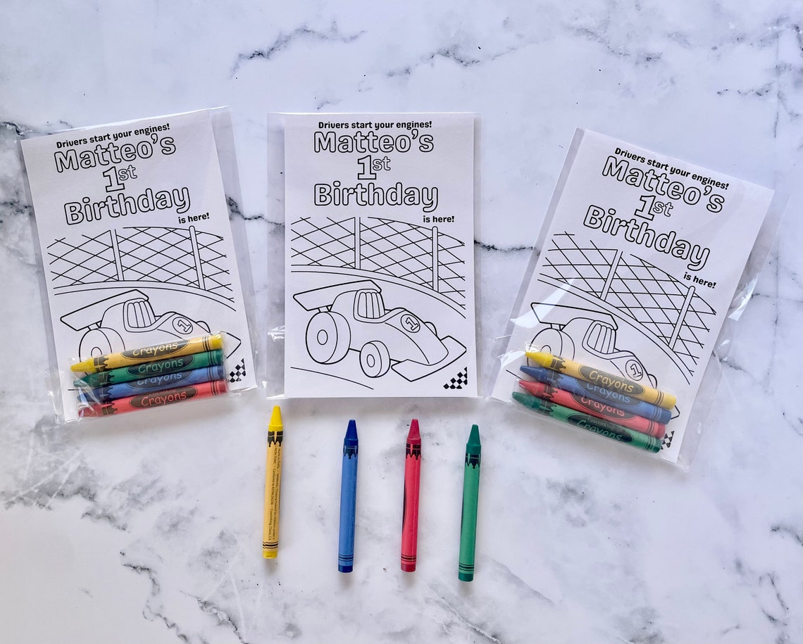 Custom Race Car Coloring Kits Kids Party Favors - Etsy
