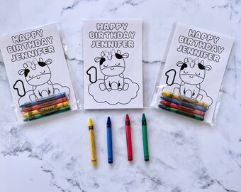 Custom Baby Girl Cow Party Favors Coloring kits