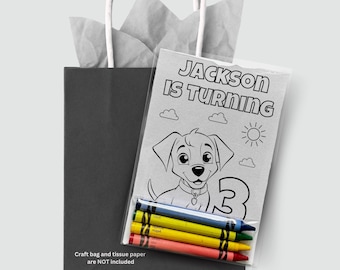 Dog Party Coloring Party Favors – Personalized Kids Birthday Activity