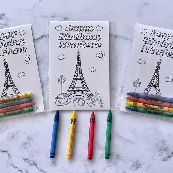 Custom Paris Eiffel Tower Coloring Kits Kids Party Favors