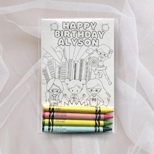 Custom Super Hero Girl Party Favors Coloring kits