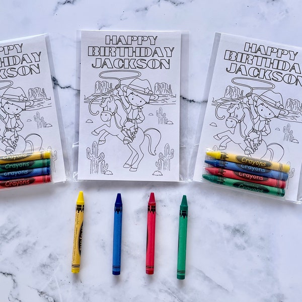Custom Western Rodeo Cowboy Party Favors Coloring kits