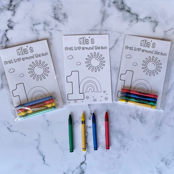 First Trip Around The Sun Party Favors Coloring kits