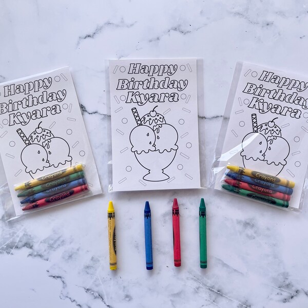 Custom Ice Cream Party Favors Coloring Kits