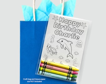 Sea Animals Coloring Party Favors – Personalized Kids Birthday Activity