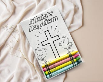 Baptism Christening Coloring Party Favors – Personalized Kids Birthday Activity