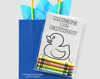 Rubber Duck Coloring Party Favors – Personalized Kids Birthday Activity