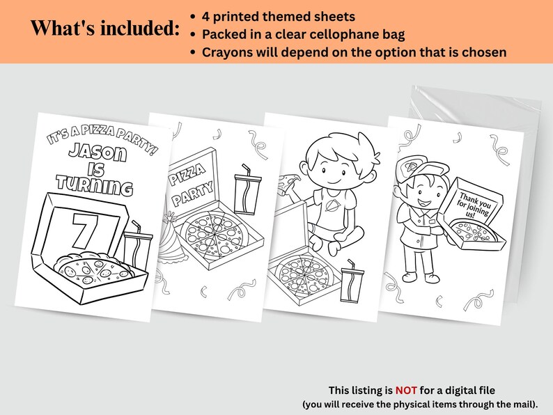 Pizza Coloring Party Favors – Personalized Kids Birthday Activity bild 2