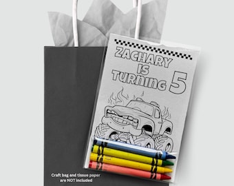 Monster Truck Coloring Party Favors – Personalized Kids Birthday Activity