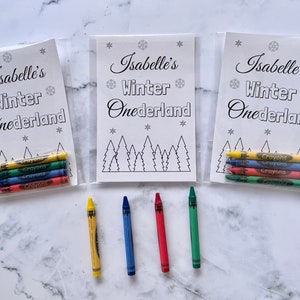 Custom winter ONEderland Coloring kits Party Favors