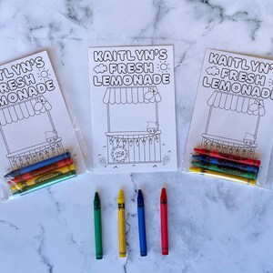 Custom Lemonade Stand Birthday Party Favors Coloring kits