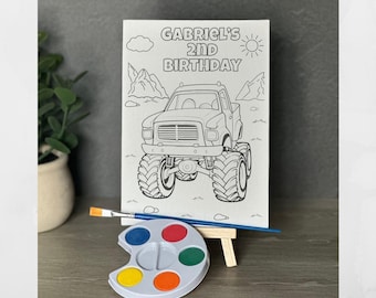 Custom Monster Truck Painting Canvas Kits Kids Party Favors Table Decorations