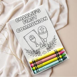 Recuerdos para colorear de Primera Comunión: Actividad personalizada de cumpleaños para niños