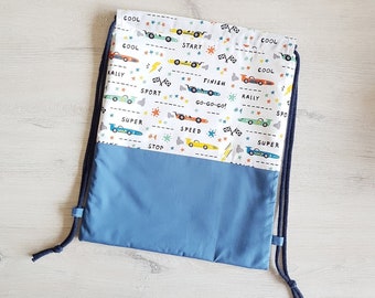 Gym bag personalized / children's gym bag / kindergarten gym bag / sports bag / backpack / cotton / cars