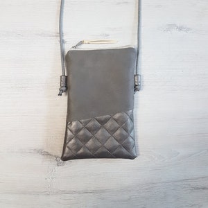 Bolso para móvil / bolso para colgar el móvil / bandolera / bandolera / polipiel / vegano / gris
