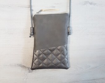 Phone case / Crossbody phone case / Shoulder bag / Faux leather / Vegan / Grey