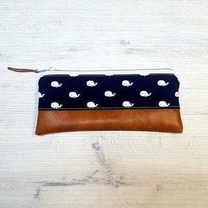 Astuccio personalizzato con nome / astuccio / astuccio / trousse / cotone / ecopelle / balene