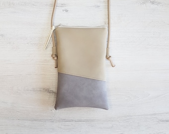Phone case / Crossbody phone case / Shoulder bag / Faux leather / grey sand