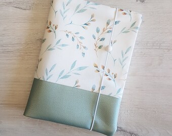 Personalized maternity record book cover with extra pocket and name / Mother and child passport cover / Cotton / Faux leather / Willow branch