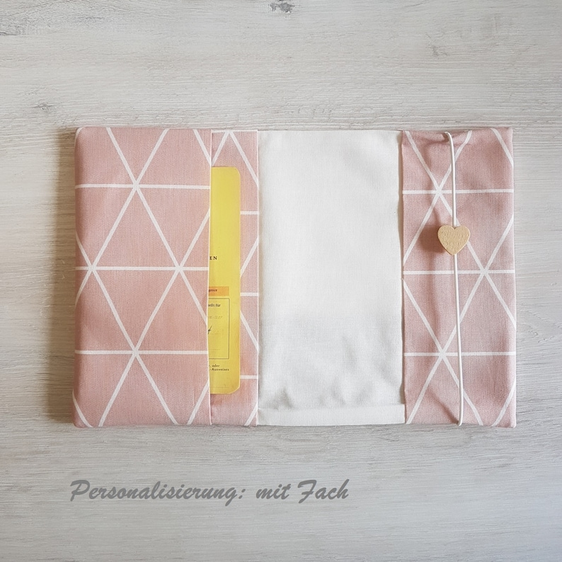 geometric Mother passport sleeve with extra compartment cotton mother child passport sleeve pink grey faux leather name