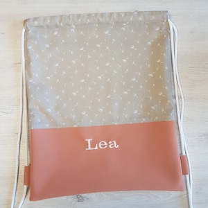 Sac de sport personnalisé avec prénom / sac de sport enfant / sac de sport maternelle / sac de sport / coton / simili cuir / pissenlit
