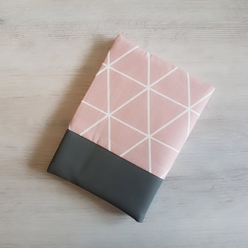 geometric Mother passport sleeve with extra compartment cotton mother child passport sleeve pink grey faux leather name