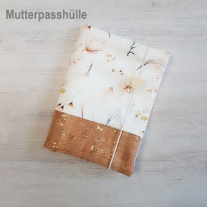 Moederpaspoorthoes gepersonaliseerd met extra compartiment en naam / moederkind paspoorthoes / katoen / kurk / boho grassen bloemen bloemen